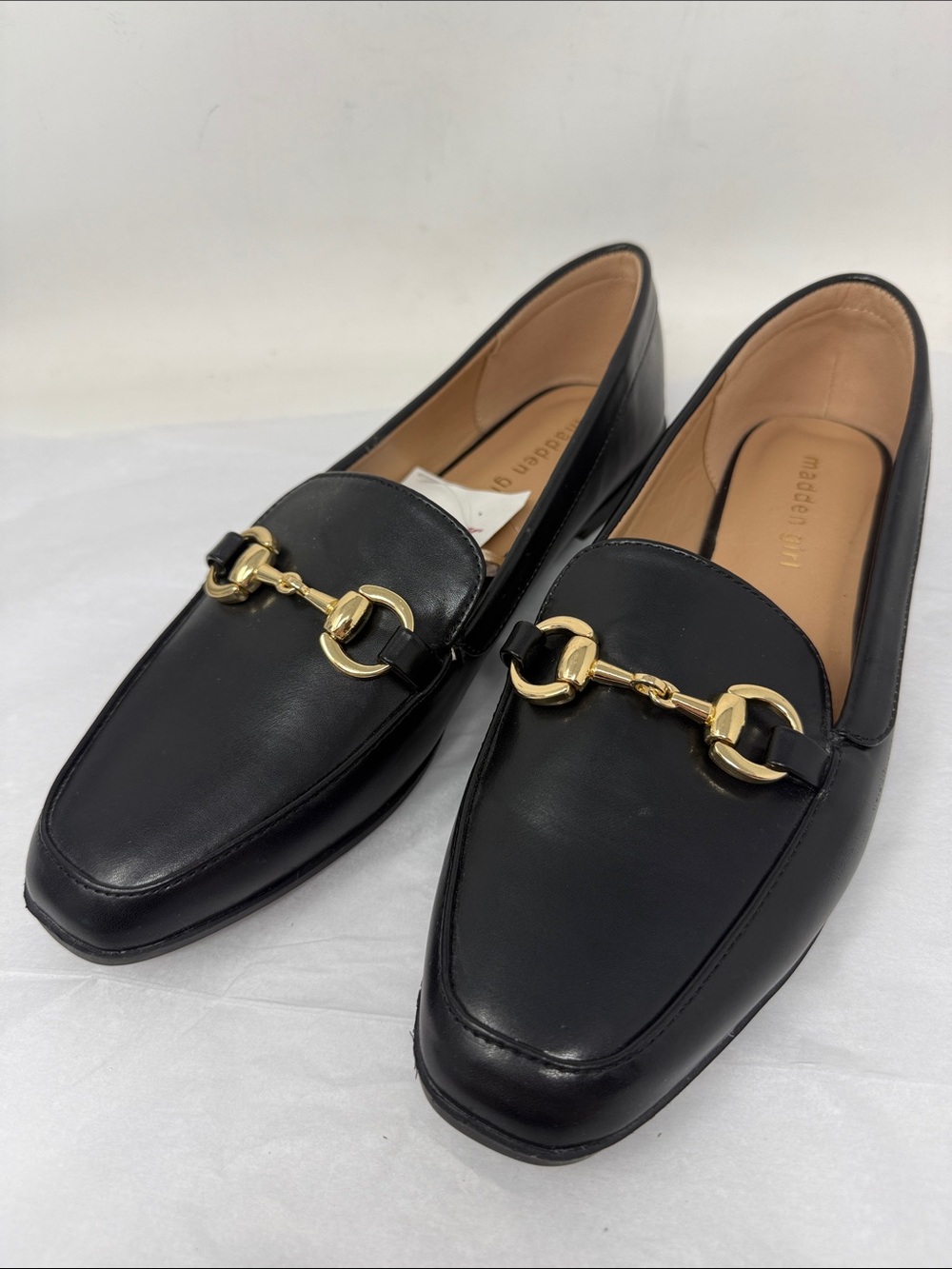 Madden Girl Carnaby Black Horsebit Loafers Square Toe Flats 7.5 Quiet Luxury